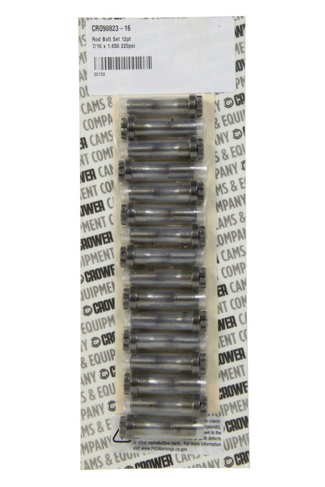 CROWER 90823-16 Rod Bolt Set 12pt 7/16 x 1.650 220psi