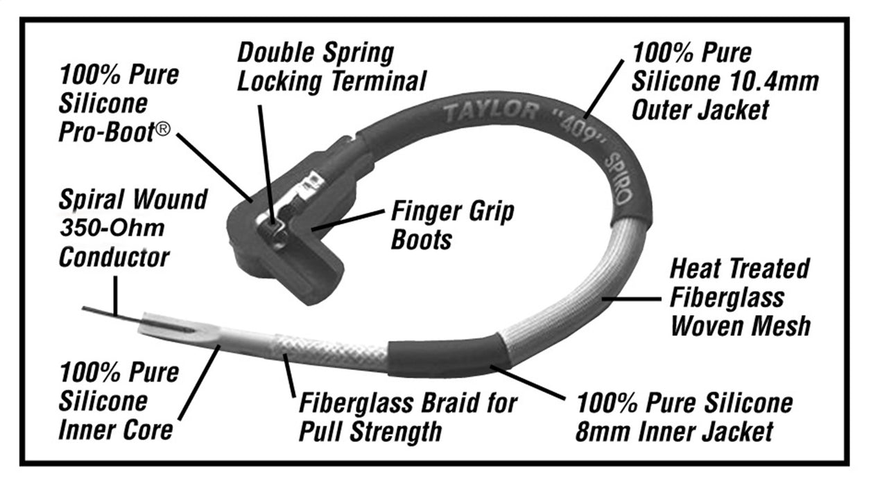 Taylor Cable 79013 409 Spiro-Pro 10.4mm Ignition Wire Set - Truck Part Superstore