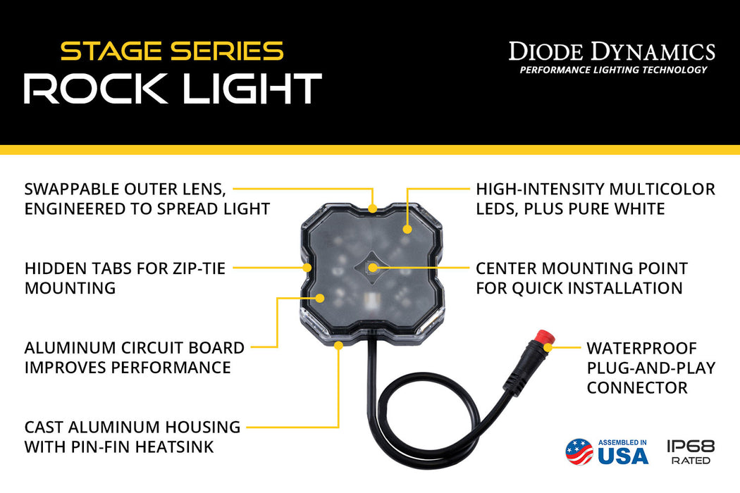 Diode Dynamics DD7454 Stage Series RGBW LED Rock Light (8-pack) Diode Dynamics - Truck Part Superstore