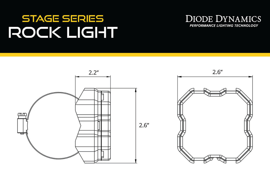 Diode Dynamics DD7464 Stage Series Rock Light Tube Mount Adapter Kit (one) Diode Dynamics - Truck Part Superstore