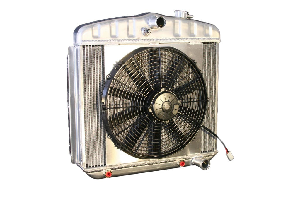 DEWITTS RADIATOR 32-6139013A Radiator w/Fans 55-57 Chevy LS Auto Trans Raw
