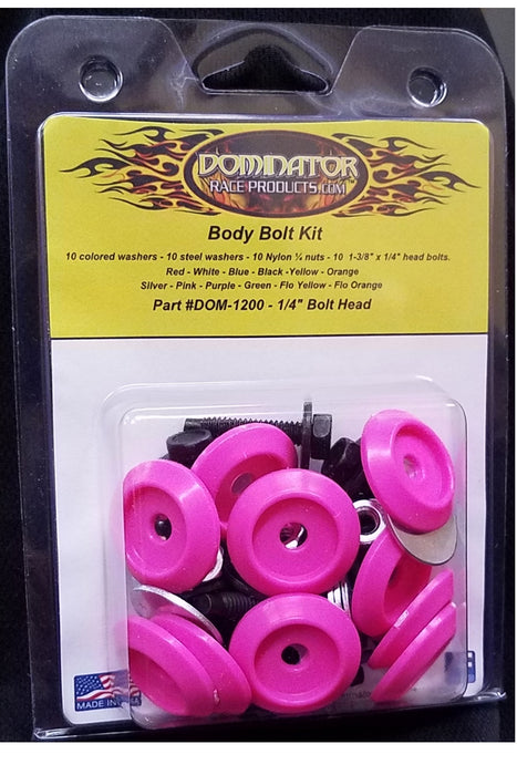 DOMINATOR RACE PRODUCTS 1200-B-PK Body Bolt Kit Pink Hex Head