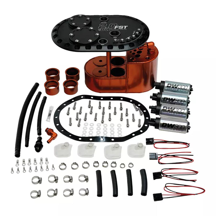 DEATSCHWERKS 6-301-20FST 2.0L Staged Fuel Cell Su rge Tank with 4 DW300 Fu