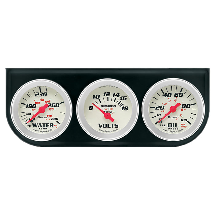 EQUUS E8200 2.0 Dia Triple Gauge Set w/Black Panel