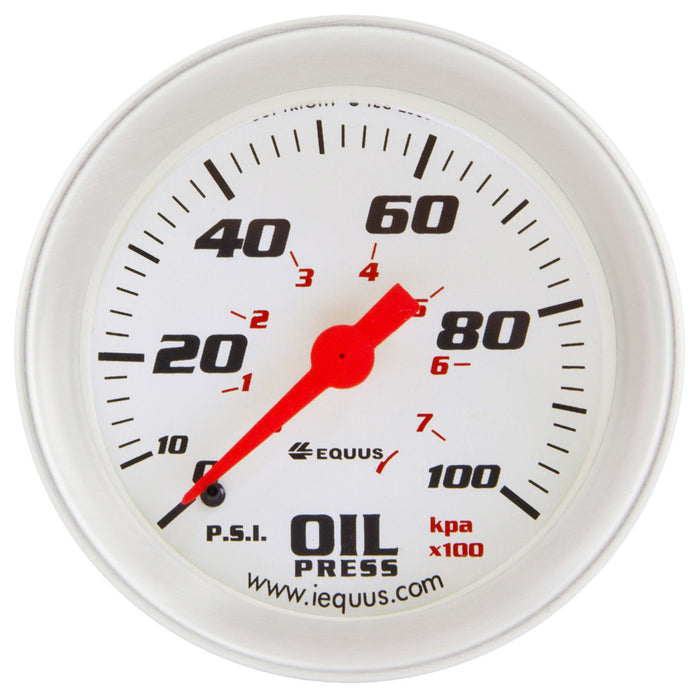 EQUUS E8444 2-5/8 Dia Oil Pressure Gauge Silver  0-100psi