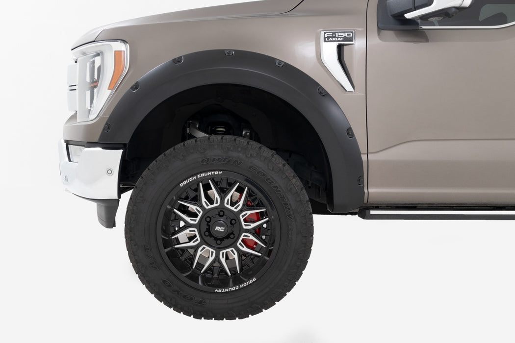 Rough Country F-F20911A Traditional Pocket Fender Flares Flat Black Ford F-150 2WD/4WD (21-23) Rough Country - Truck Part Superstore