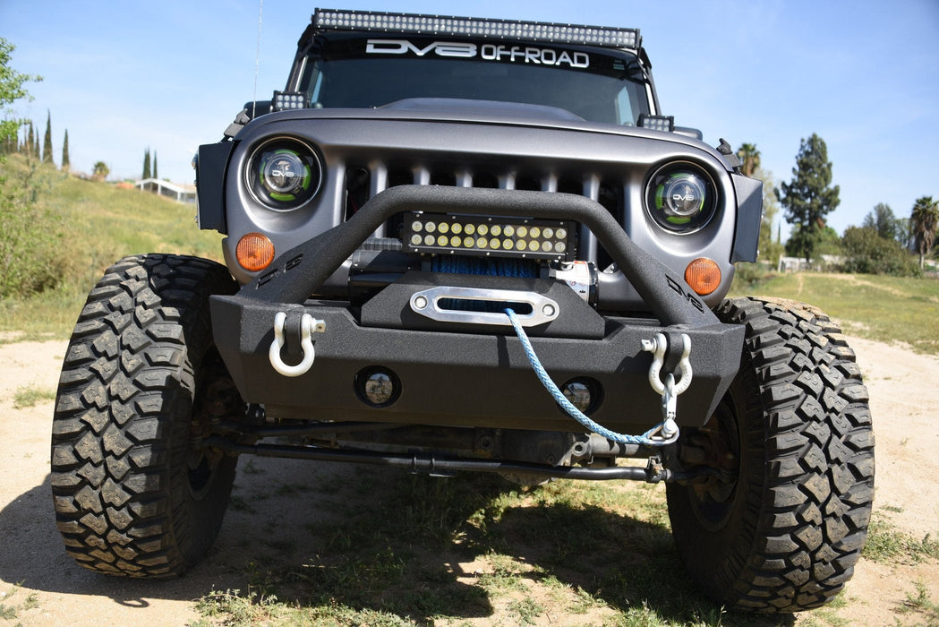 DV8 Offroad FBSHTB-15 Jeep JK/JL Front Bumper w/Fog Light Holes FS-15 07-18 Wrangler JK/JL Steel Stubby DV8 Offroad - Truck Part Superstore