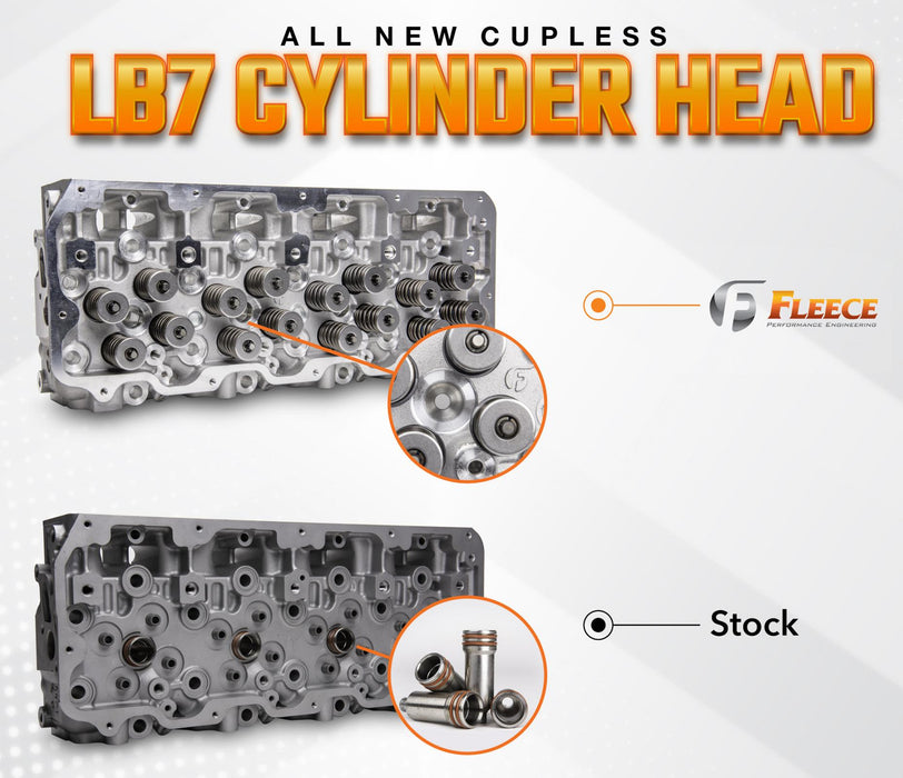 Fleece Performance FPE-61-10001-P-CL Freedom Series Duramax Cylinder Head with Cupless Injector Bore for 2001-2004 LB7 (Passenger Side) Fleece Performance - Truck Part Superstore