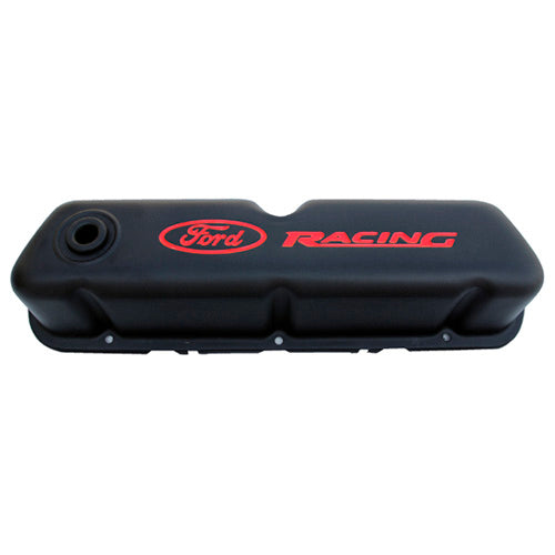 FORD 302-072 Black Steel Valve Cover Set w/Ford Racing Logo