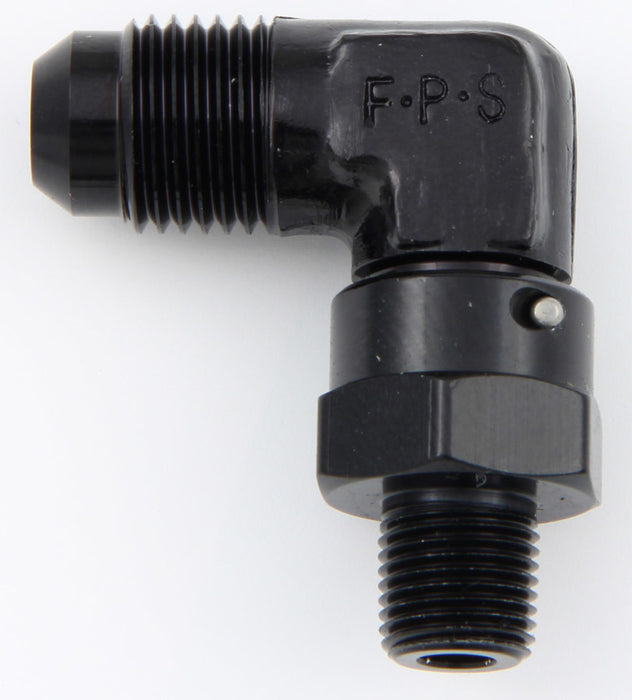FRAGOLA 499162-BL #6 x 1/8 MPT 90 Deg Swivel Adapter Black