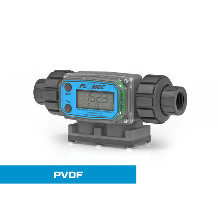 Turbine Flow Meter, Battery Powered Display, PVDF Body for Harsh Chemicals - Truck Part Superstore