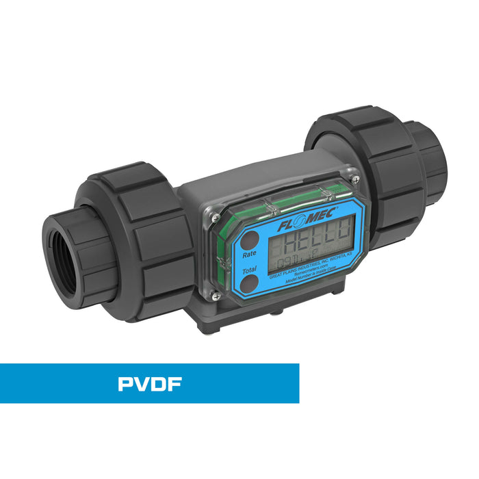 Turbine Flow Meter, Battery Powered Display, PVDF Body for Harsh Chemicals - Truck Part Superstore