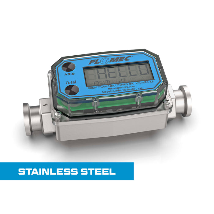Turbine Flow Meter, Battery Powered Display, Stainless Steel Body for Petro Chem, Fuel, Water, and Solvents - Truck Part Superstore