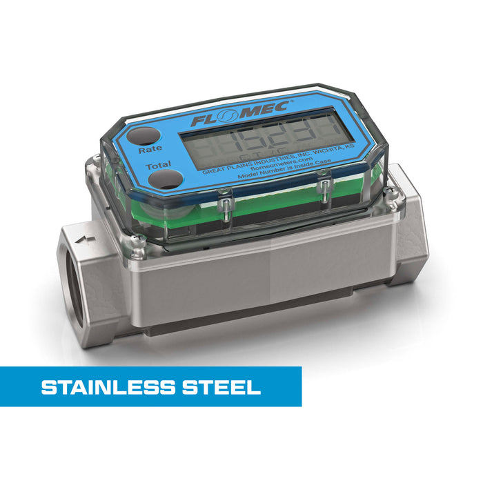 Turbine Flow Meter, Battery Powered Display, Stainless Steel Body for Petro Chem, Fuel, Water, and Solvents - Truck Part Superstore