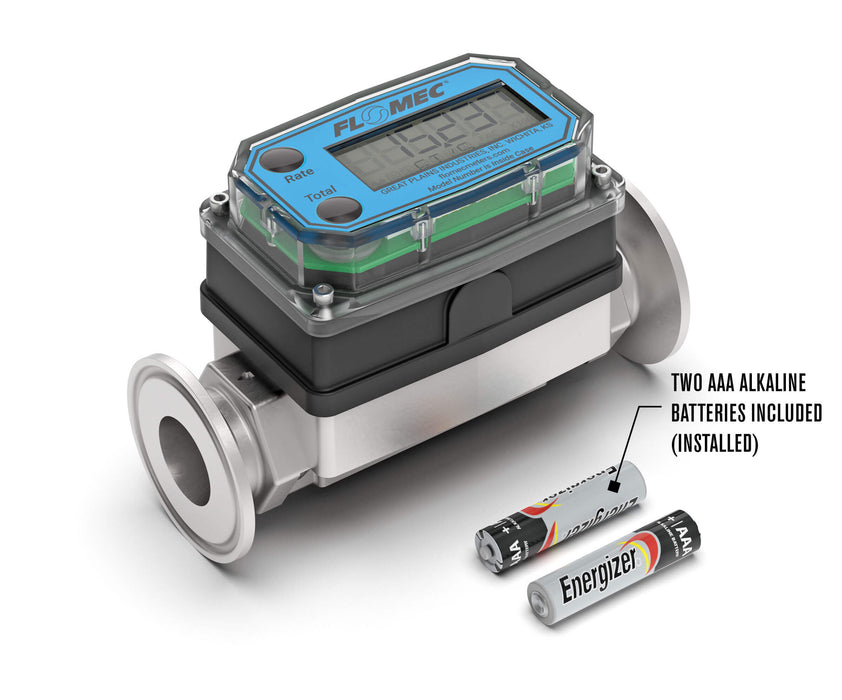 Turbine, High-Temp Brew Meter, Battery-Powered Display, Tri-Clamp Fittings - Truck Part Superstore