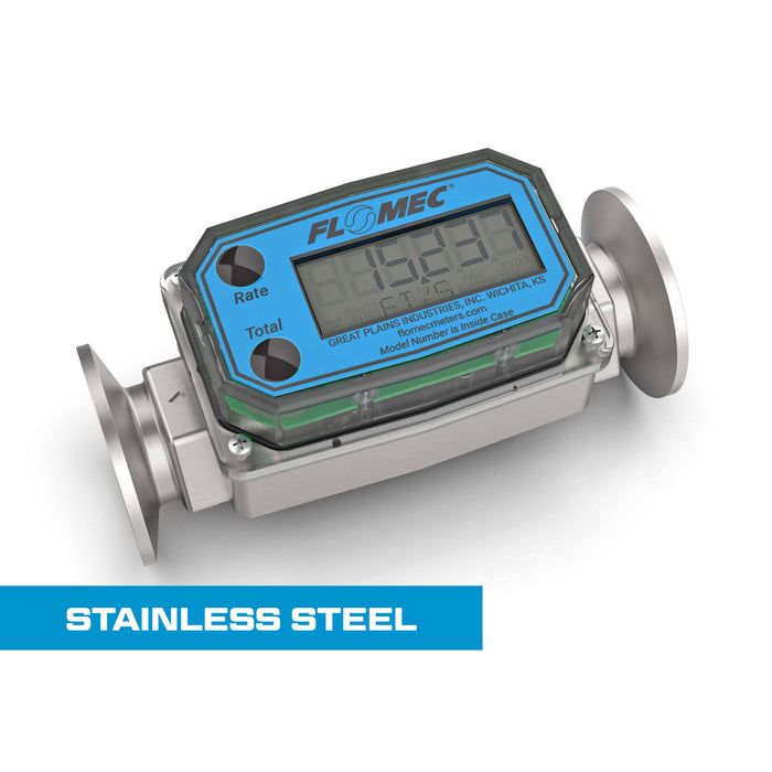 Turbine Flow Meter, Battery Powered Display, Stainless Steel Body for Petro Chem, Fuel, Water, and Solvents - Truck Part Superstore