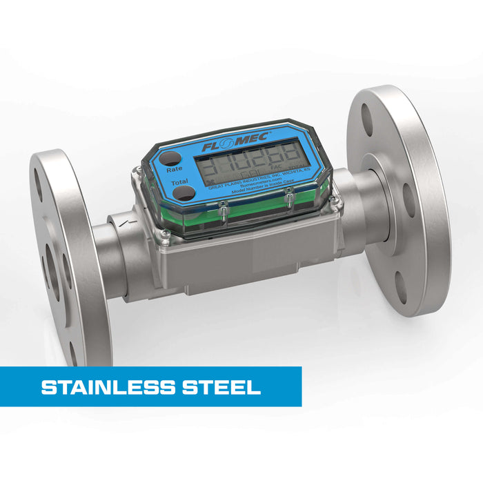 Turbine Flow Meter, Battery Powered Display, Stainless Steel Body for Petro Chem, Fuel, Water, and Solvents - Truck Part Superstore