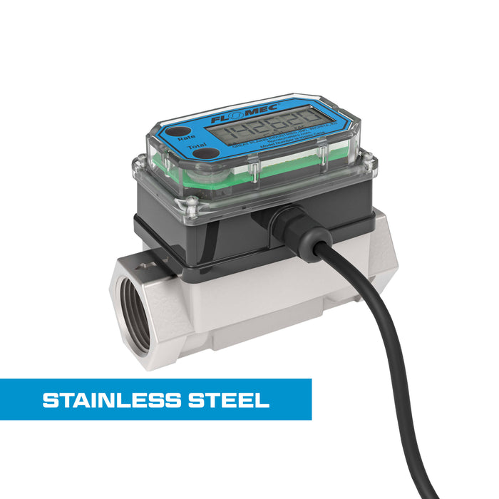 Turbine Flow Meter, Pulse Out, 4-20mA, Stainless Steel Body for Petro Chem, Water, and Solvents - Truck Part Superstore