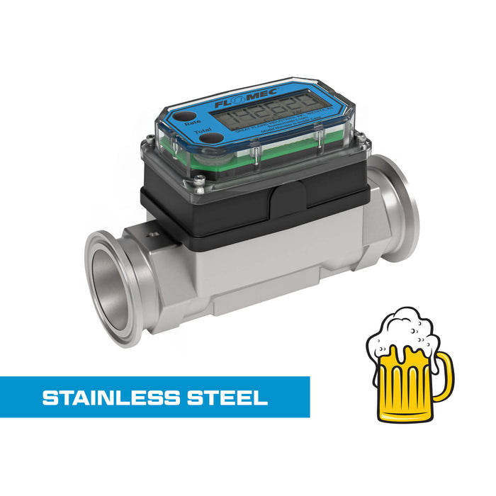 Turbine, High-Temp Brew Meter, Battery-Powered Display, Tri-Clamp Fittings - Truck Part Superstore