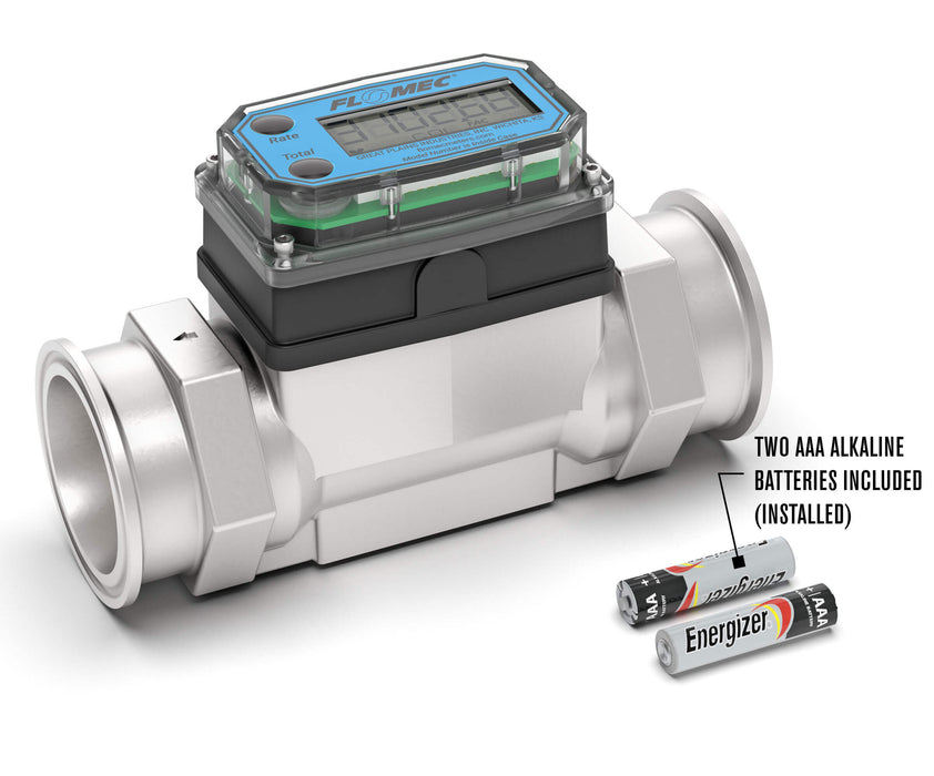 Turbine, High-Temp Brew Meter, Battery-Powered Display, Tri-Clamp Fittings - Truck Part Superstore