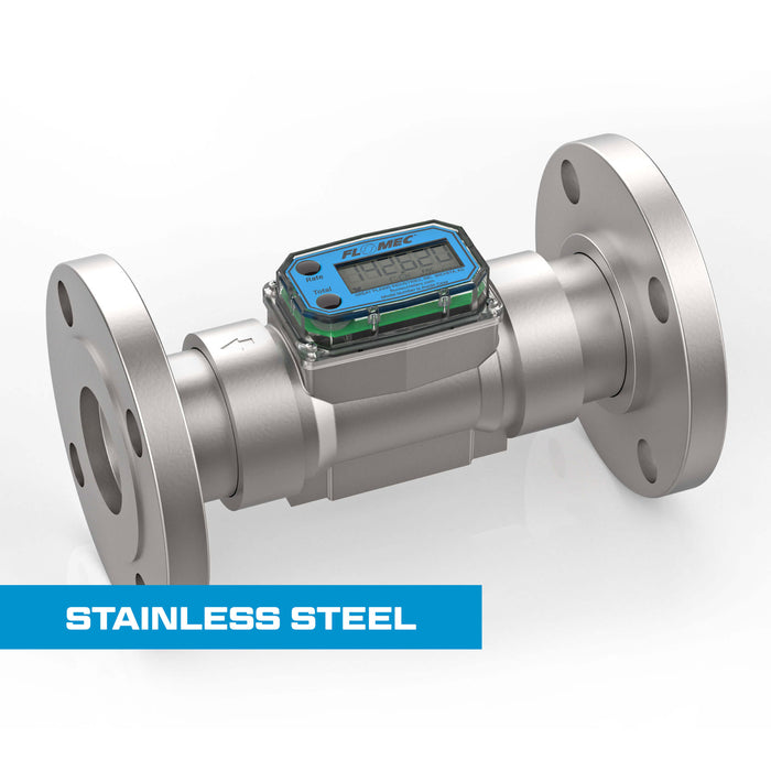 Turbine Flow Meter, Battery Powered Display, Stainless Steel Body for Petro Chem, Fuel, Water, and Solvents - Truck Part Superstore
