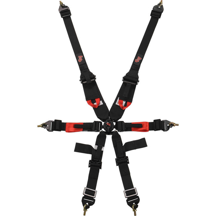 G-FORCE 7623BK 6pt Harness Camlock Indiv Black Euro FIA