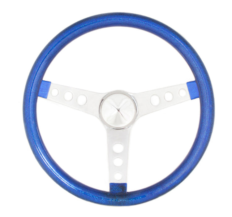 GRANT 8446 Steering Wheel Mtl Flake Blue/Spoke Chrm 13.5
