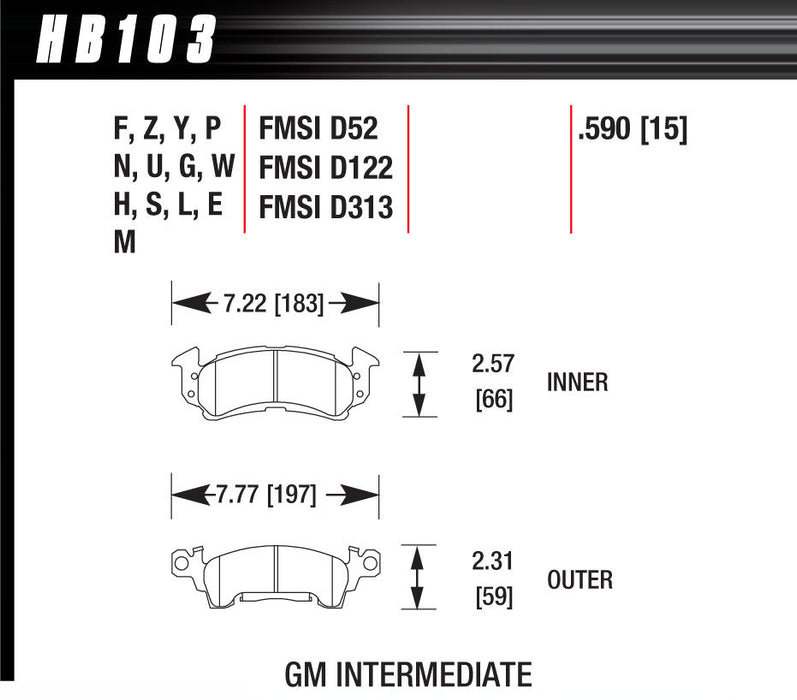 HAWK BRAKE HB103M590 Full Size GM-Black