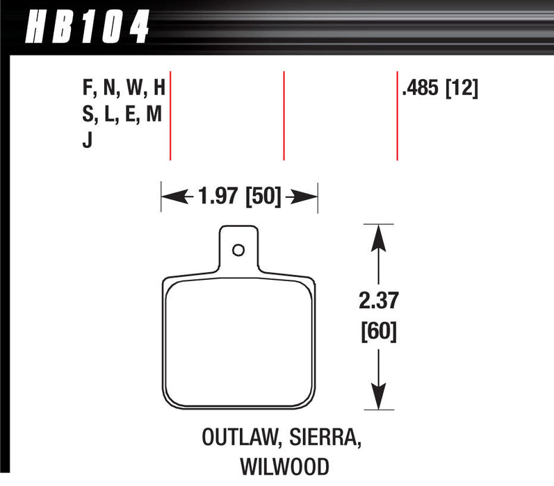 HAWK BRAKE HB104J485 Brake Pad Set-Race DR97 Wilwood Dynalite Single