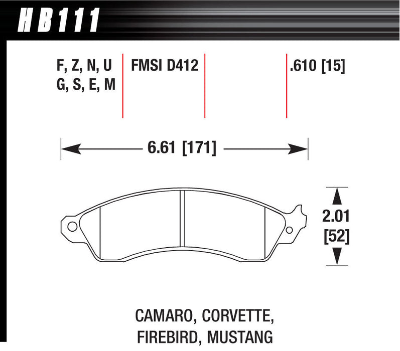 HAWK BRAKE HB111N610 Performance Street Brake Pads (4)
