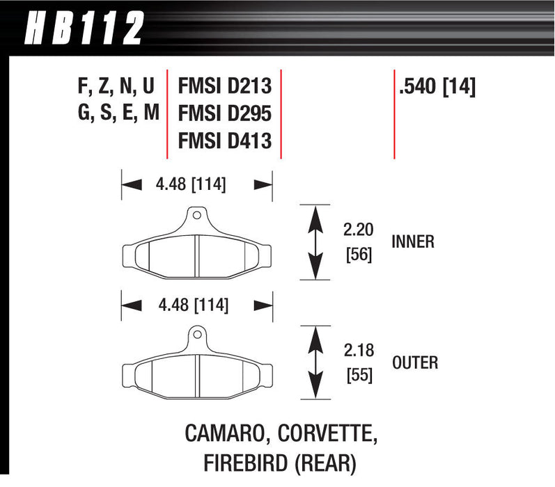 HAWK BRAKE HB112F540 Performance Street Brake Pads (4)