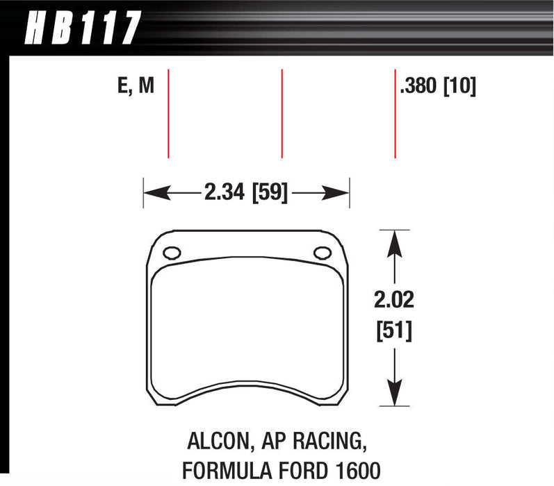 HAWK BRAKE HB117E380 BRAKE PAD AP RACING REAR CALIPER BLUE 9012