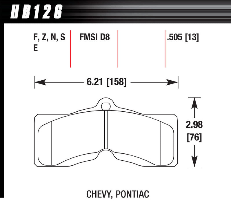 HAWK BRAKE HB126F505 Performance Street Brake Pads (4)