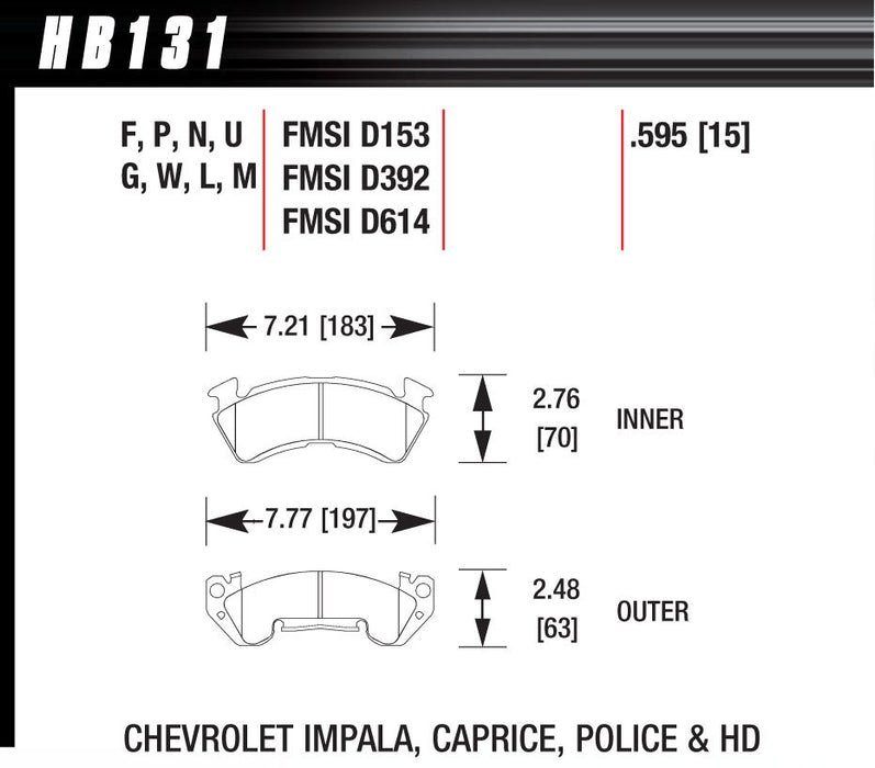 HAWK BRAKE HB131U595 Full Size GM Magnum DTC-70