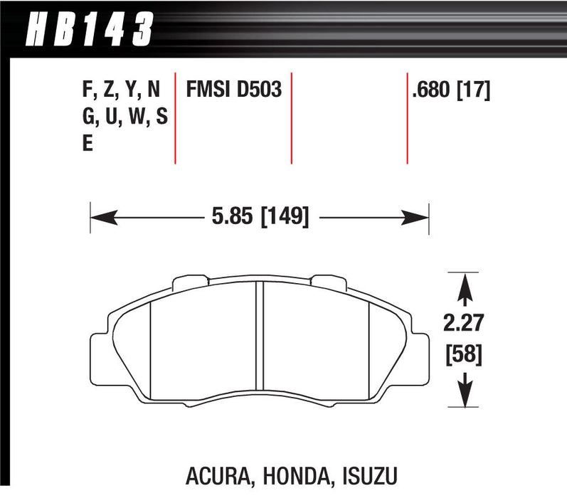 HAWK BRAKE HB143F680 Performance Street Brake Pads (4)
