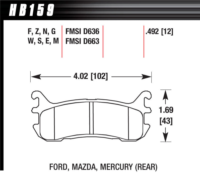 HAWK BRAKE HB159E492 Street Brake Pads Rear Miata Blue
