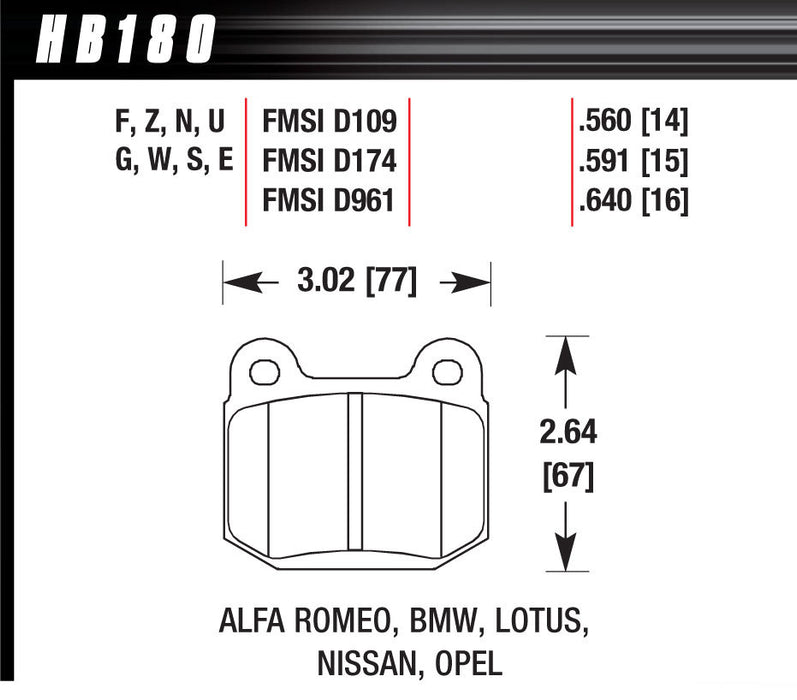 HAWK BRAKE HB180F560 Performance Street Brake Pads (4)