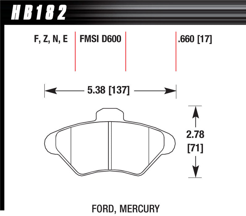 HAWK BRAKE HB182F660 Performance Street Brake Pads (4)