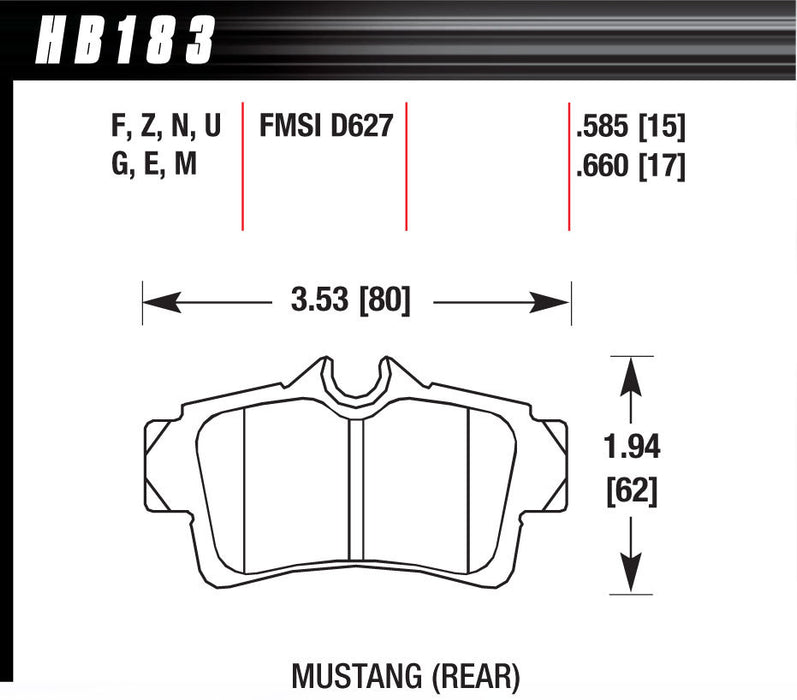 HAWK BRAKE HB183F660 Performance Street Brake Pads (4)