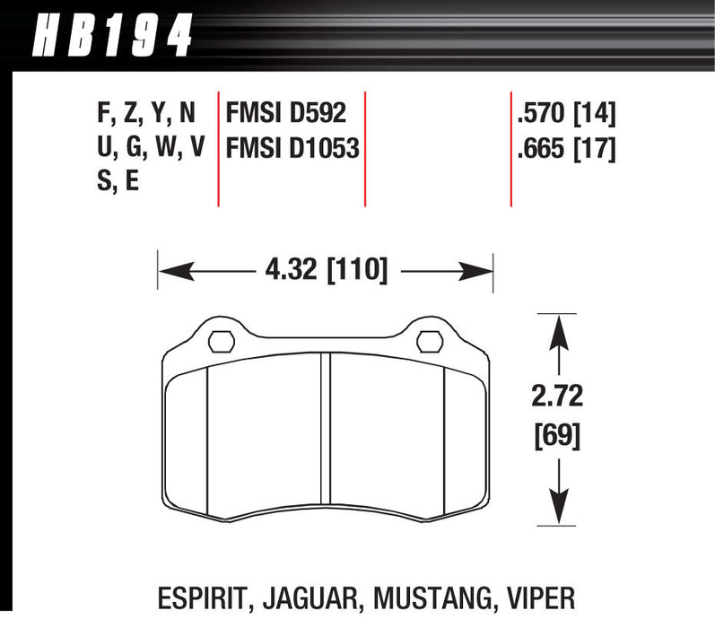 HAWK BRAKE HB194F570 Performance Street Brake Pads