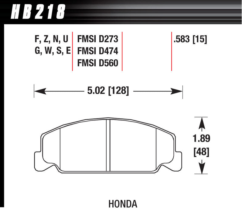 HAWK BRAKE HB218N583 Performance Street Brake Pads (4)