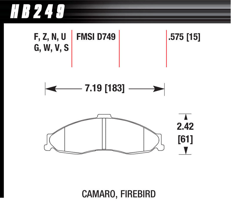 HAWK BRAKE HB249F575 Performance Street Brake Pads (4)