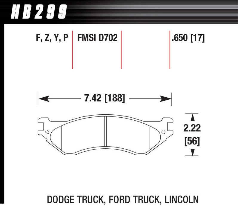 HAWK BRAKE HB299P650 Performance Street Brake Pads (4)