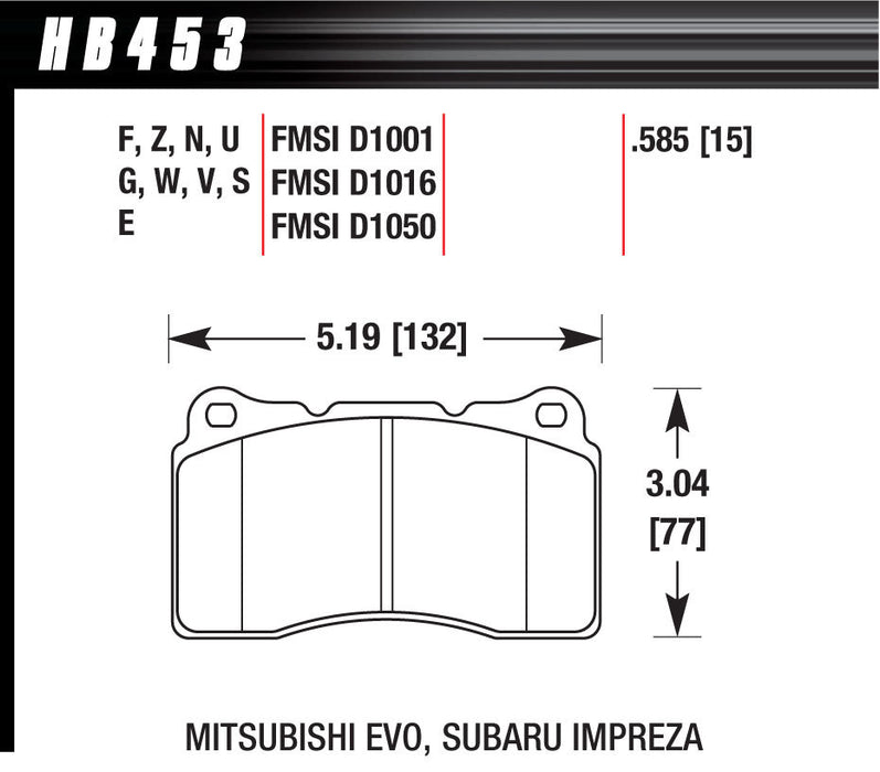 HAWK BRAKE HB453Z585 Performance Street Brake Pads(4)