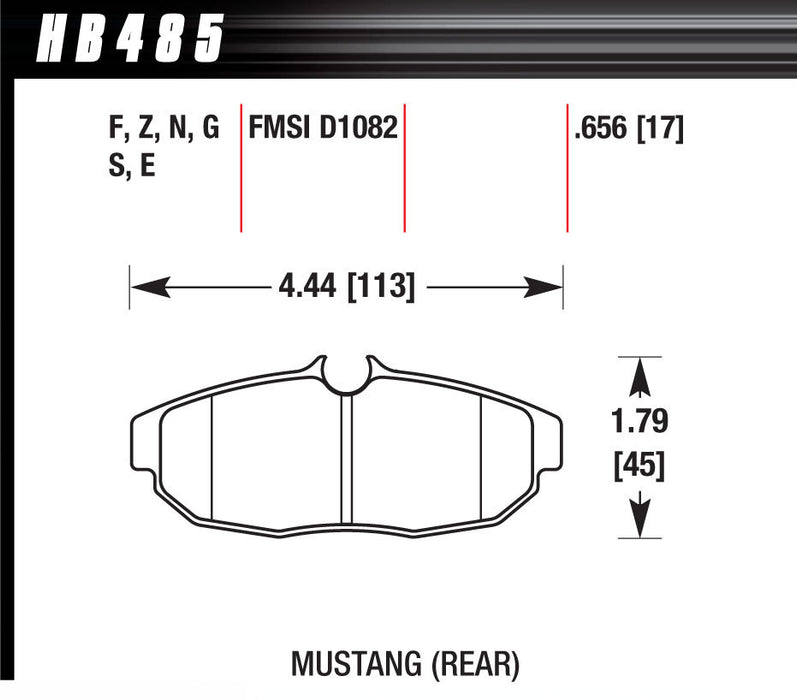 HAWK BRAKE HB485G656 Brake Pad Set 05 Mustang Rear DTC70
