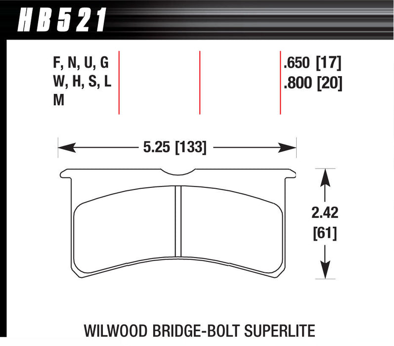 HAWK BRAKE HB521W800 SL Bridgebolt DTC-30