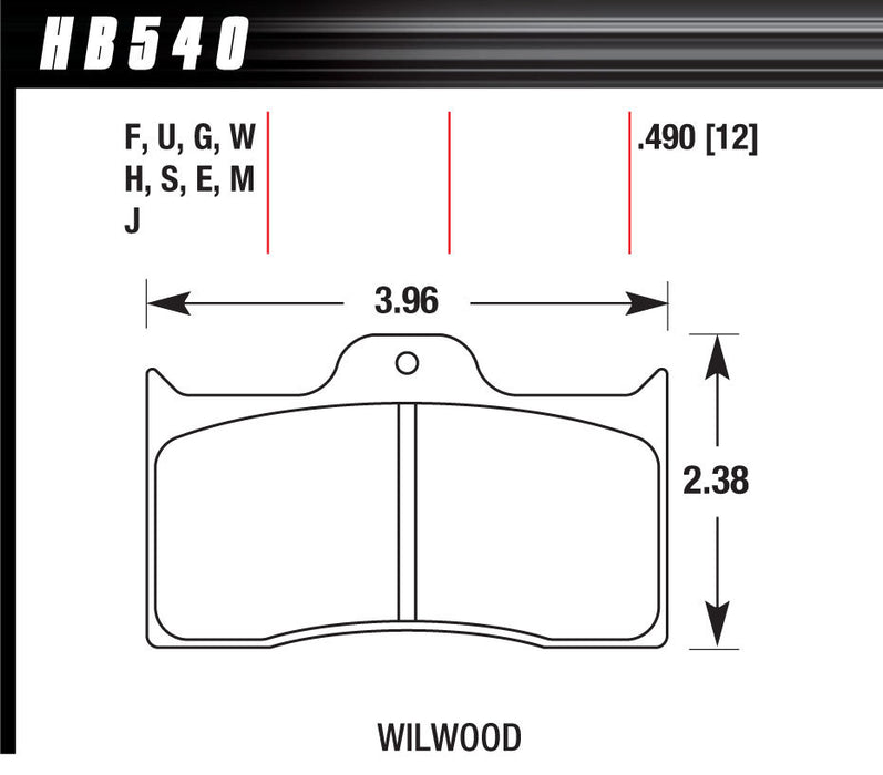 HAWK BRAKE HB540G490 BRAKE PAD DYNALITE FRONT AND REAR DTC-60