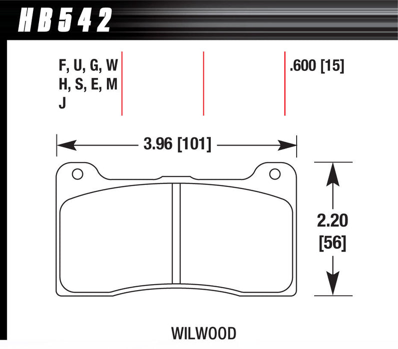 HAWK BRAKE HB542W600 Brake Pad Billet DynaPro Narrow DTC-30