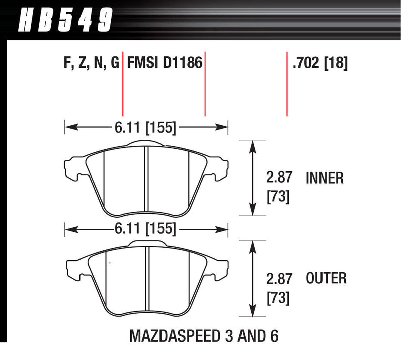 HAWK BRAKE HB549F702 Performance Street Brake Pads (4)