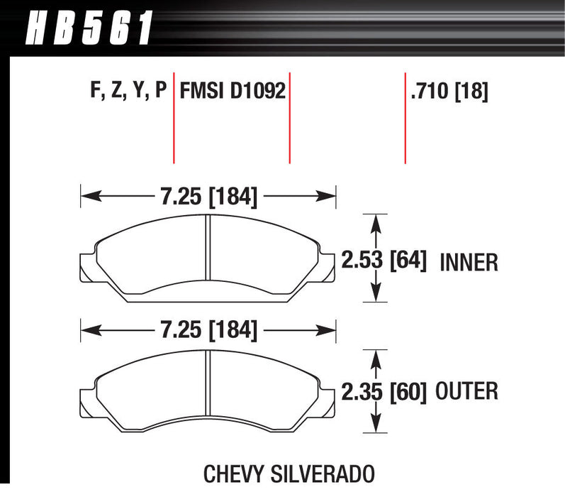 HAWK BRAKE HB561Y710 Performance Street Brake Pads (4)